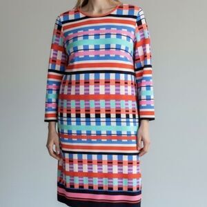 Eliza J Colourblock Graphic Tunic 3/4 Sleeve Dress